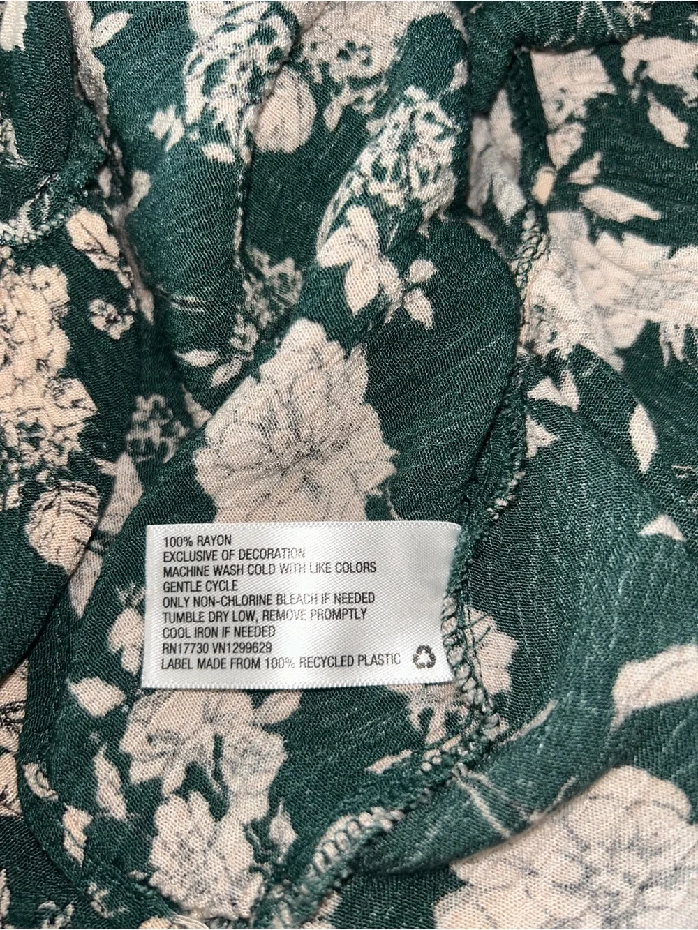 Long Sleeve Forest Green Floral Tiered Mini Dress - Picture 6 of 8